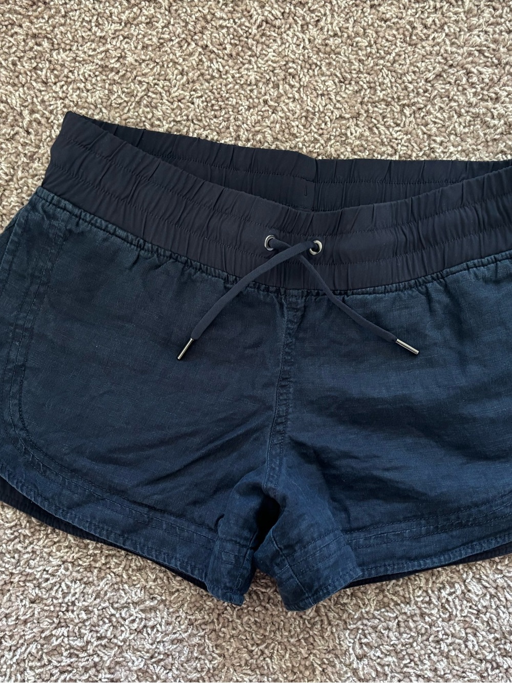 Athleta Navy Elastic Drawstring Athletic Shorts